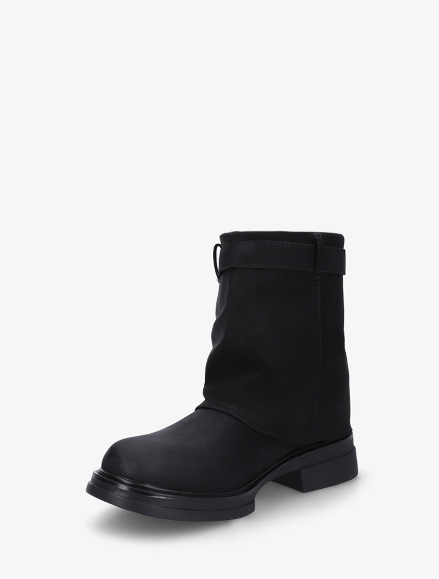 Bottines fourreau en simili avec sangle à boucle décorative - Noir - 3