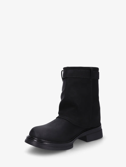 Bottines fourreau en simili avec sangle à boucle décorative - Noir - 3