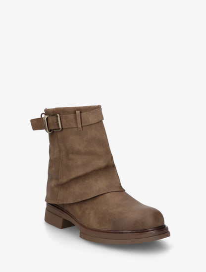 Bottines fourreau en simili avec sangle à boucle décorative - Beige foncé - 2