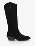Bottes style santiag en suédine avec broderie - Noir - 1