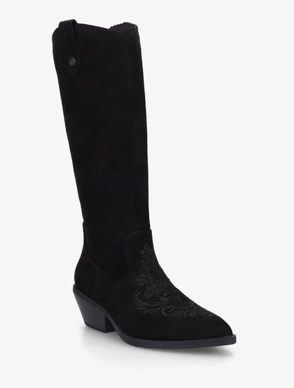 Bottes style santiag en suédine avec broderie - Noir - 2