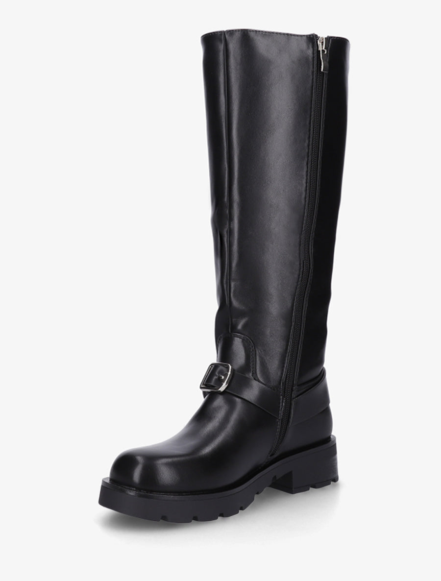 Bottes en simili à harnet et boucle décoratifs - Noir - 3