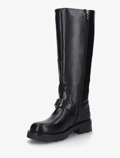 Bottes en simili à harnet et boucle décoratifs - Noir - 3