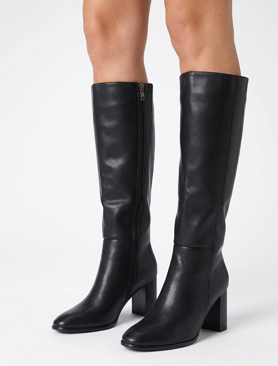 Bottes à talon simili classiques - Noir