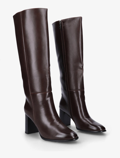 Bottes à talon simili classiques - Chocolat - 4
