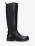 Bottes à mollet élastiqué détail avec sangle et harnet décoratifs - Noir - 1