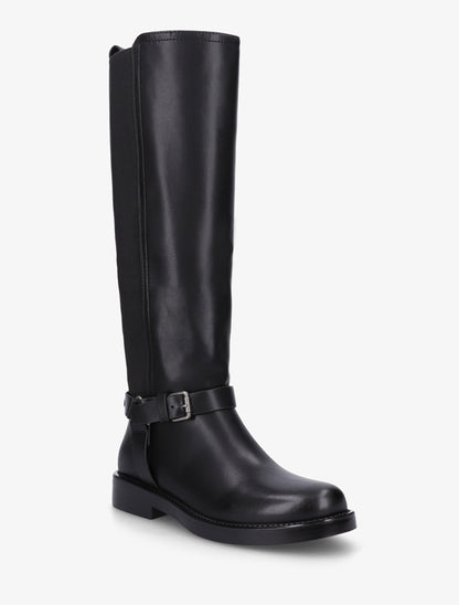 Bottes à mollet élastiqué détail avec sangle et harnet décoratifs - Noir - 2