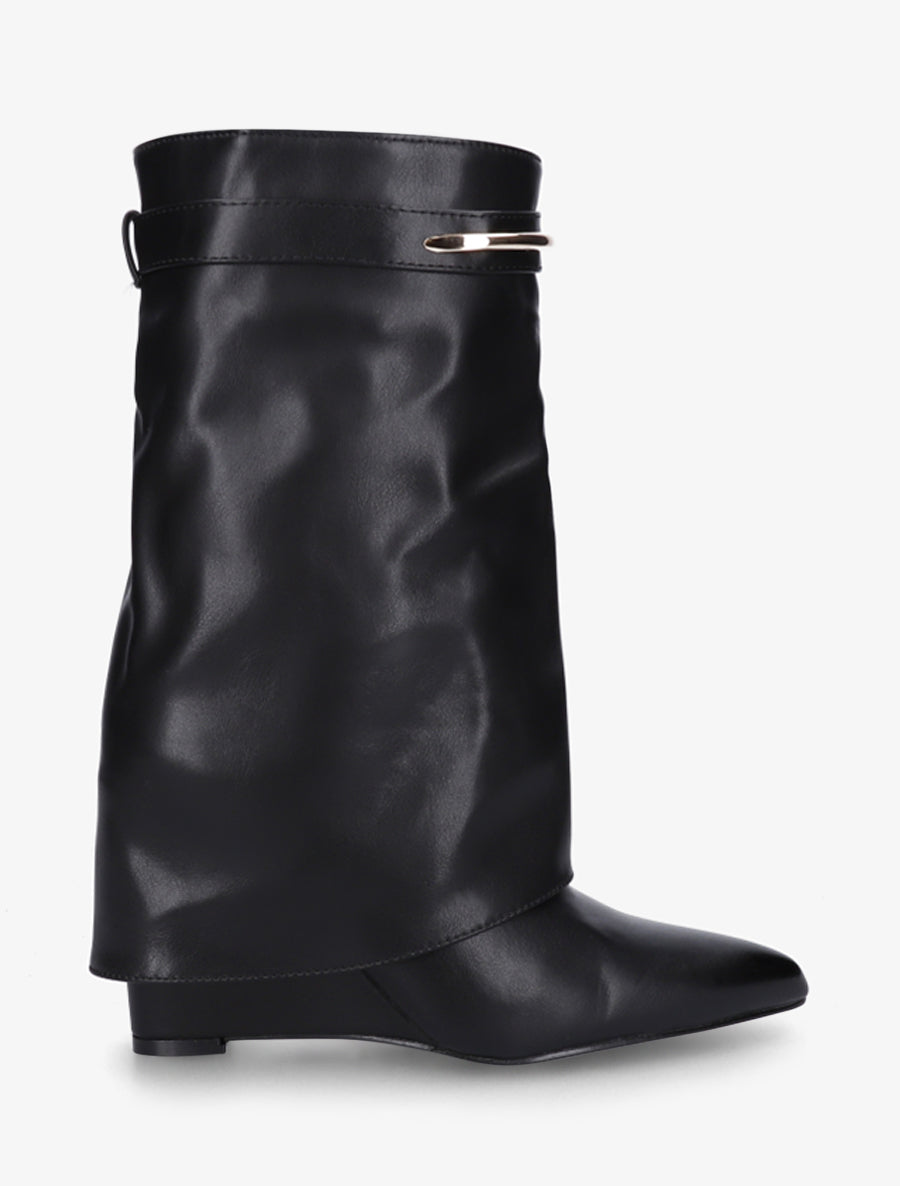 Bottines fourreau avec sangle à empiècement métallique - Noir - 1
