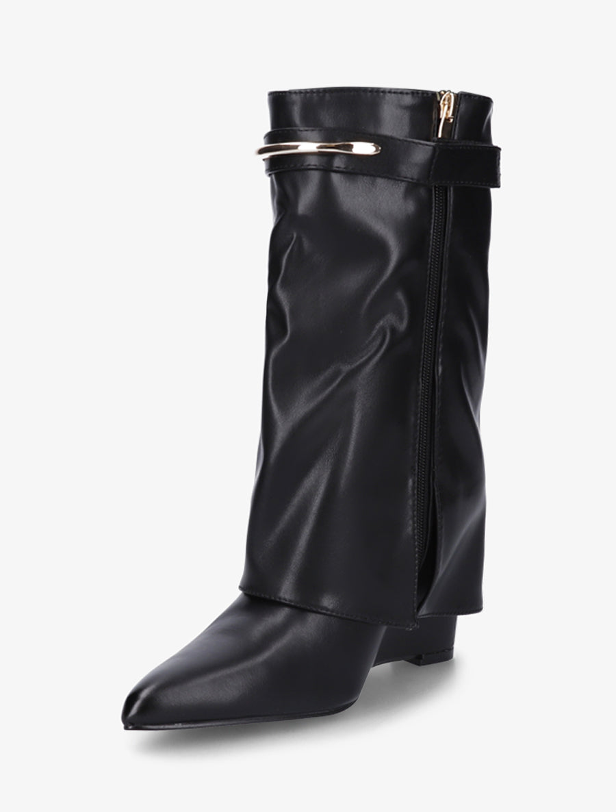 Bottines fourreau avec sangle à empiècement métallique - Noir - 3