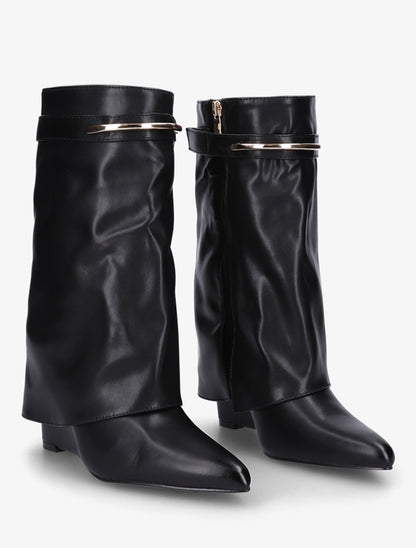 Bottines fourreau avec sangle à empiècement métallique - Noir - 4