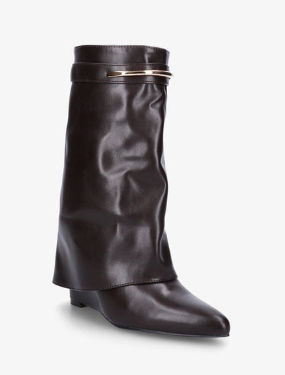 Bottines fourreau avec sangle à empiècement métallique - Chocolat - 2