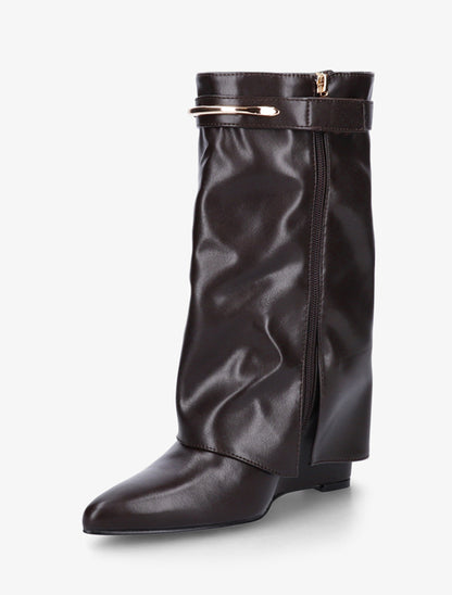 Bottines fourreau avec sangle à empiècement métallique - Chocolat - 3