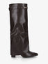Bottes fourreau en simili avec sangle amovible à empiècement métallique - Chocolat - 1