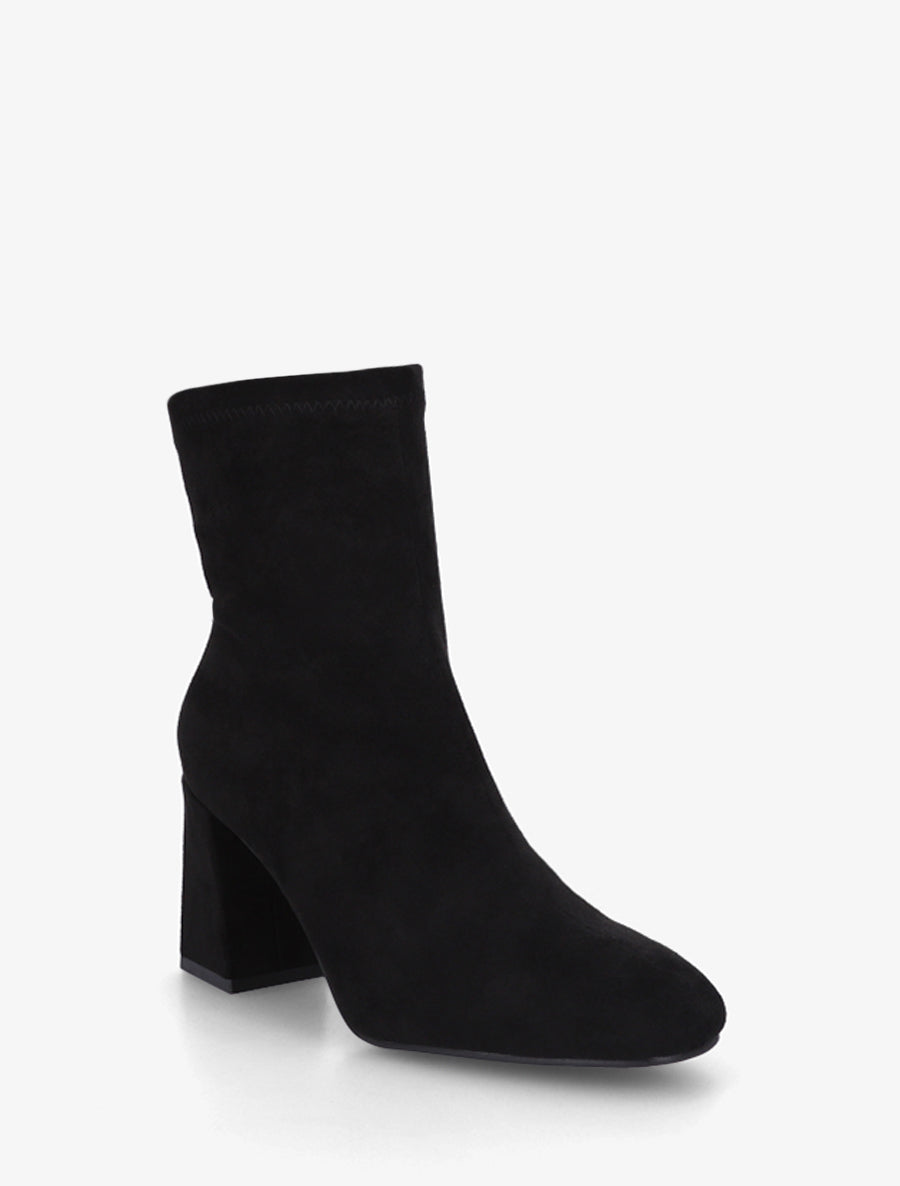 Bottines en suédine et talon carré - Noir - 2