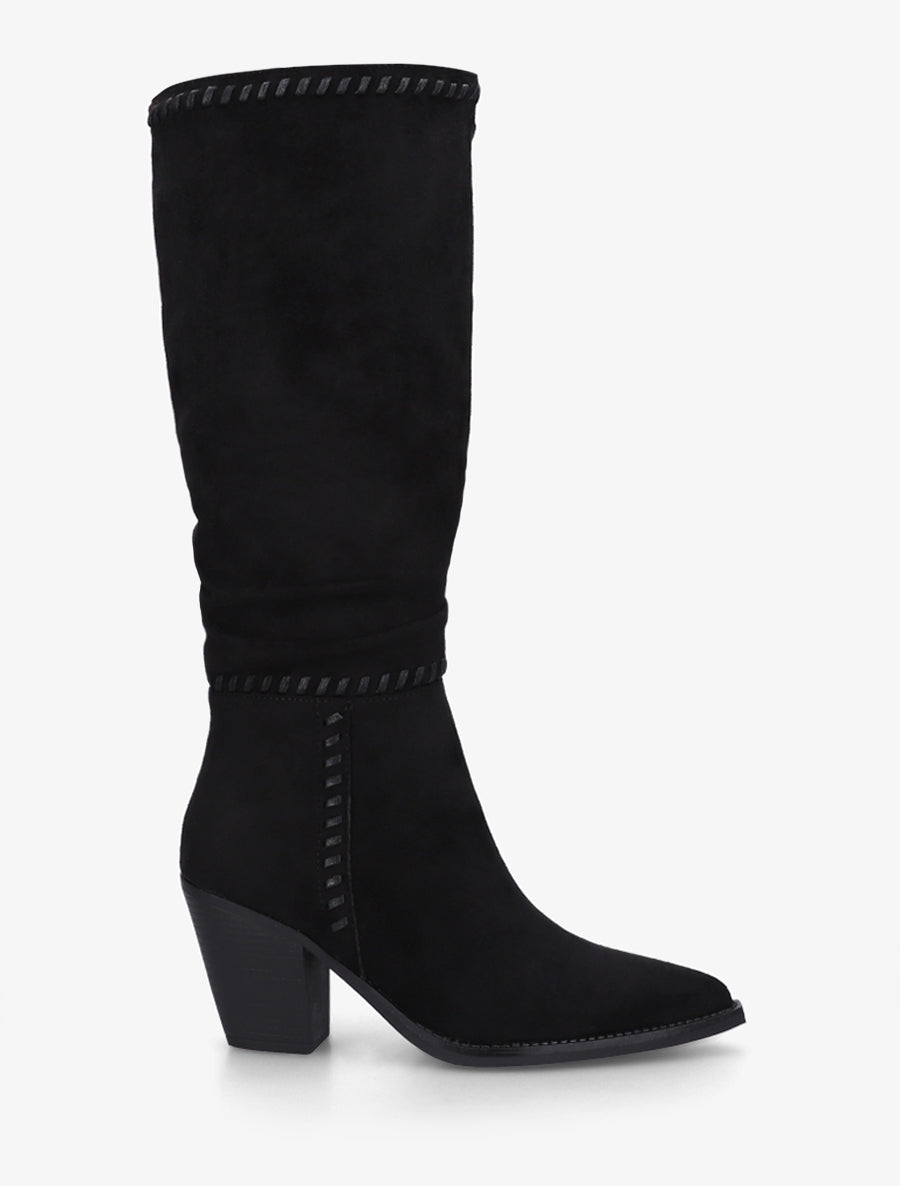 Bottes en suédine et bouts pointus - Noir - 1