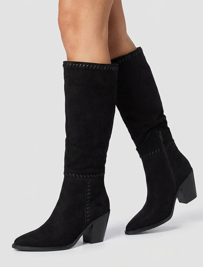 Bottes en suédine et bouts pointus - Noir