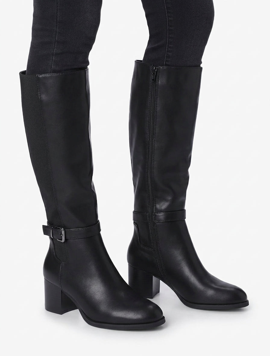 Bottes élastiquées à talon - Noir