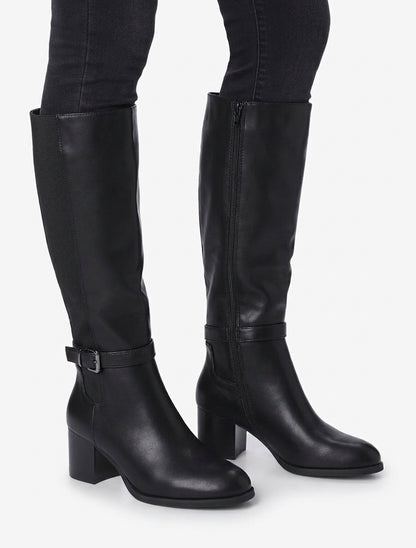 Bottes élastiquées à talon - Noir