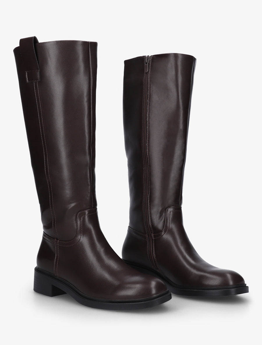 Bottes cavalières en simili - Marron - 4