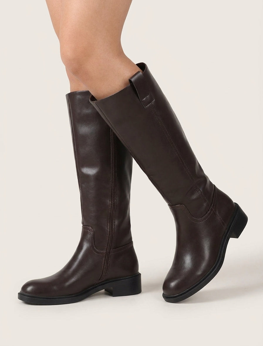 Bottes cavalières en simili - Marron