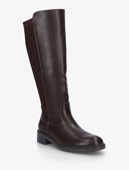 Bottes bimatière unies - Marron - 2