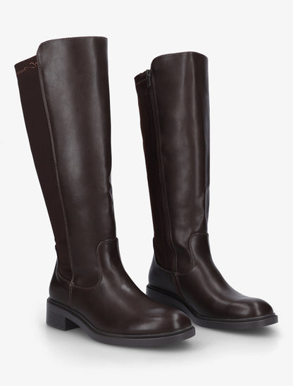 Bottes bimatière unies - Marron - 4