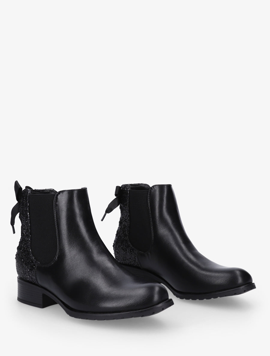 Bottines élastiquées à contrefort pailleté - Noir - 4