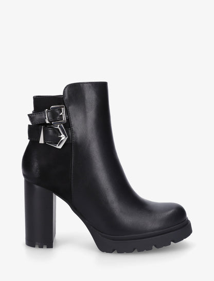Bottines à talon et boucles - Noir - 1