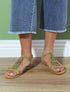 Nu-pieds à franges à empiècement métal - Kaki - 1