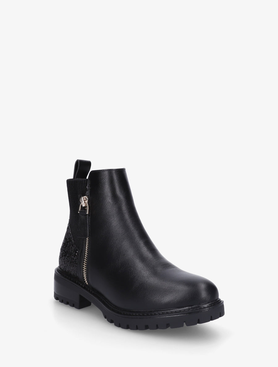 Bottines élastiquées à contrefort pailleté et zip - Noir - 2