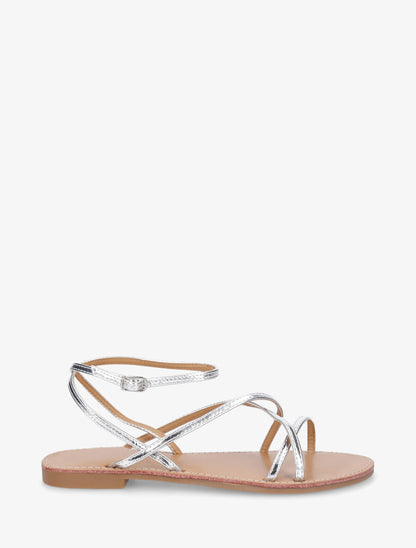 Nu-pieds à fines brides de cheville - Argent - 1