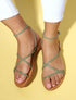Nu-pieds à fines brides de cheville - Kaki - 1