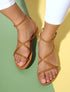 Nu-pieds à fines brides de cheville - Camel - 1