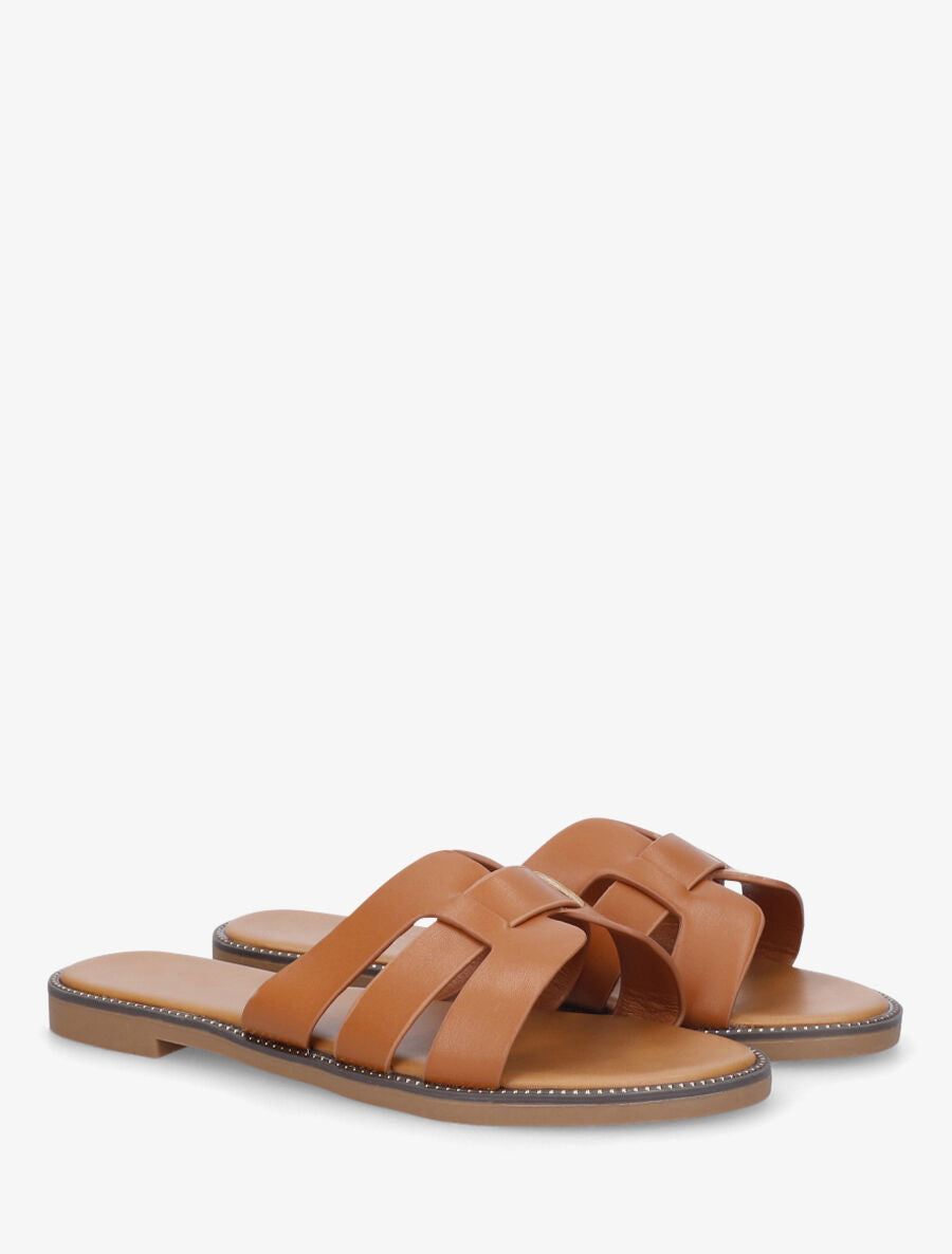 Mules croisées en simili - Camel - 4