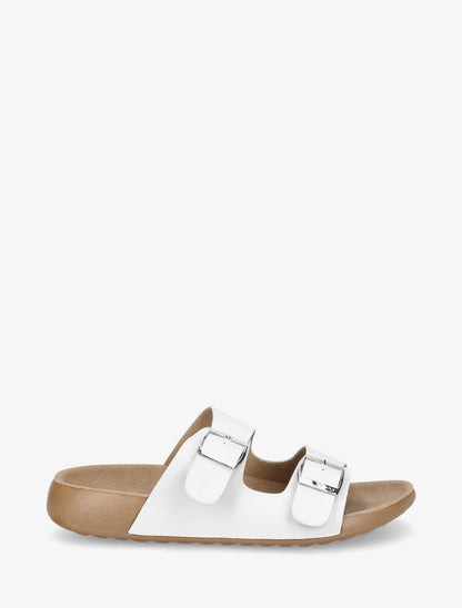 Mules en simili à double brides - Blanc - 1
