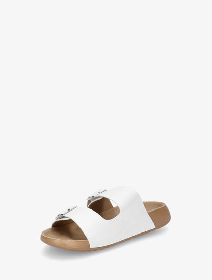 Mules en simili à double brides - Blanc - 3