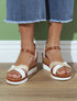 Sandales à brides croisées bi-matière - Beige - 1