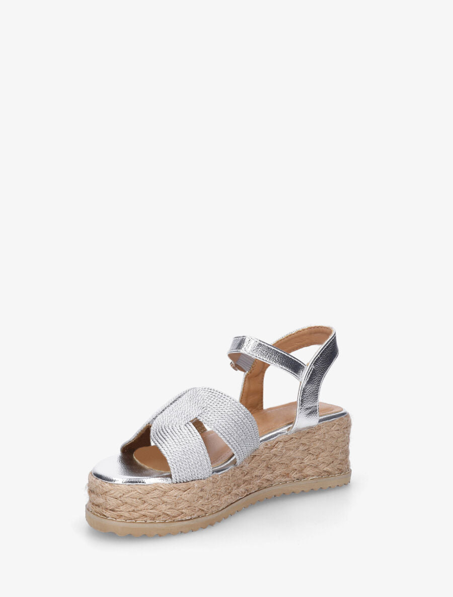 Sandales compensées à bride style cordes - Argent - 3