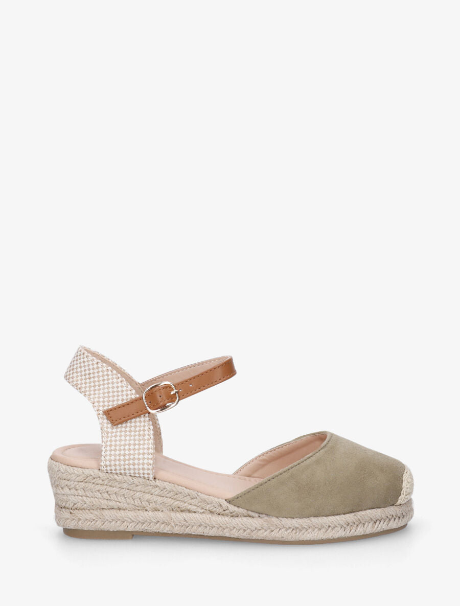 Sandales unies à contrefort à motif damier - Kaki - 5