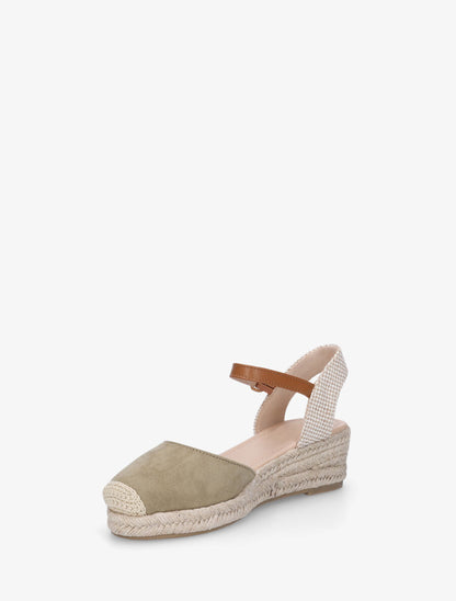 Sandales unies à contrefort à motif damier - Kaki - 3