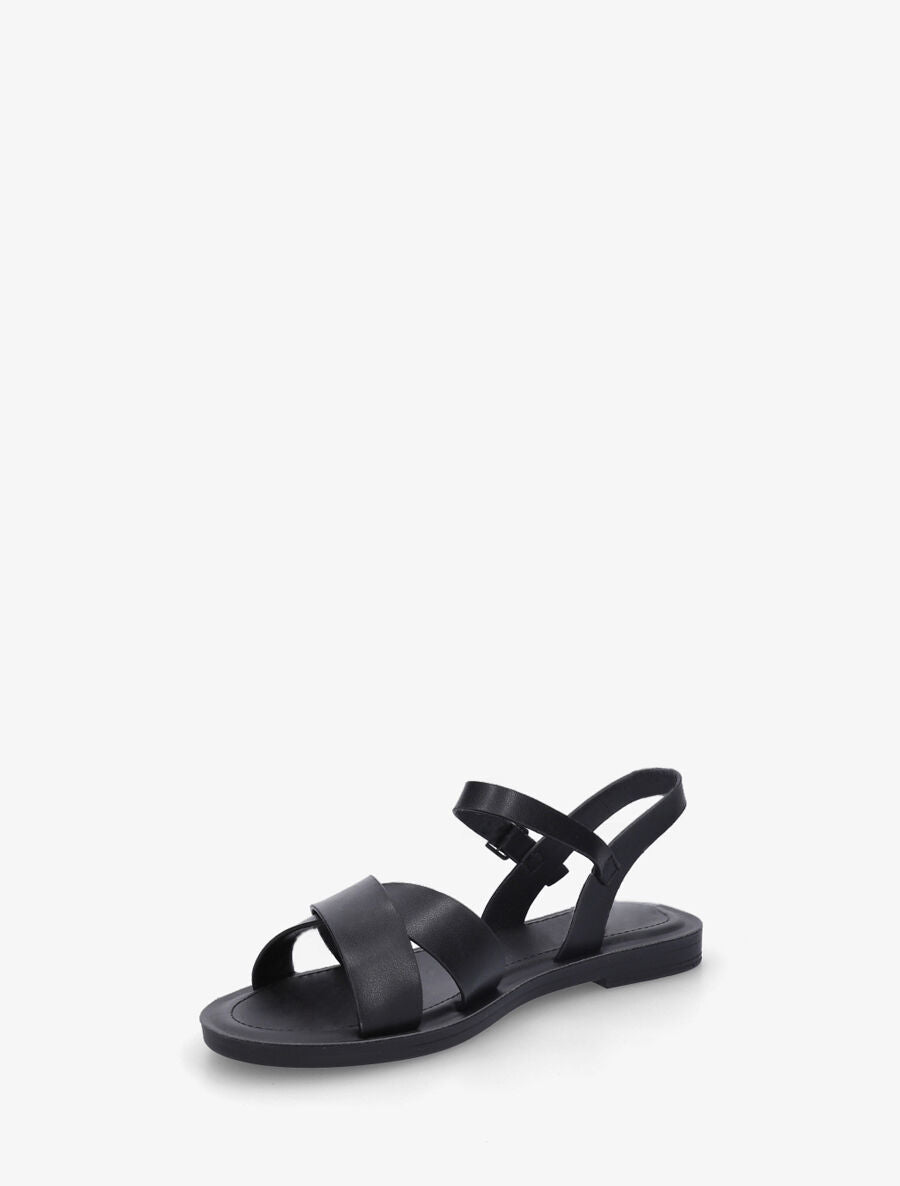 Nu-pieds croisés en simili - Noir - 3