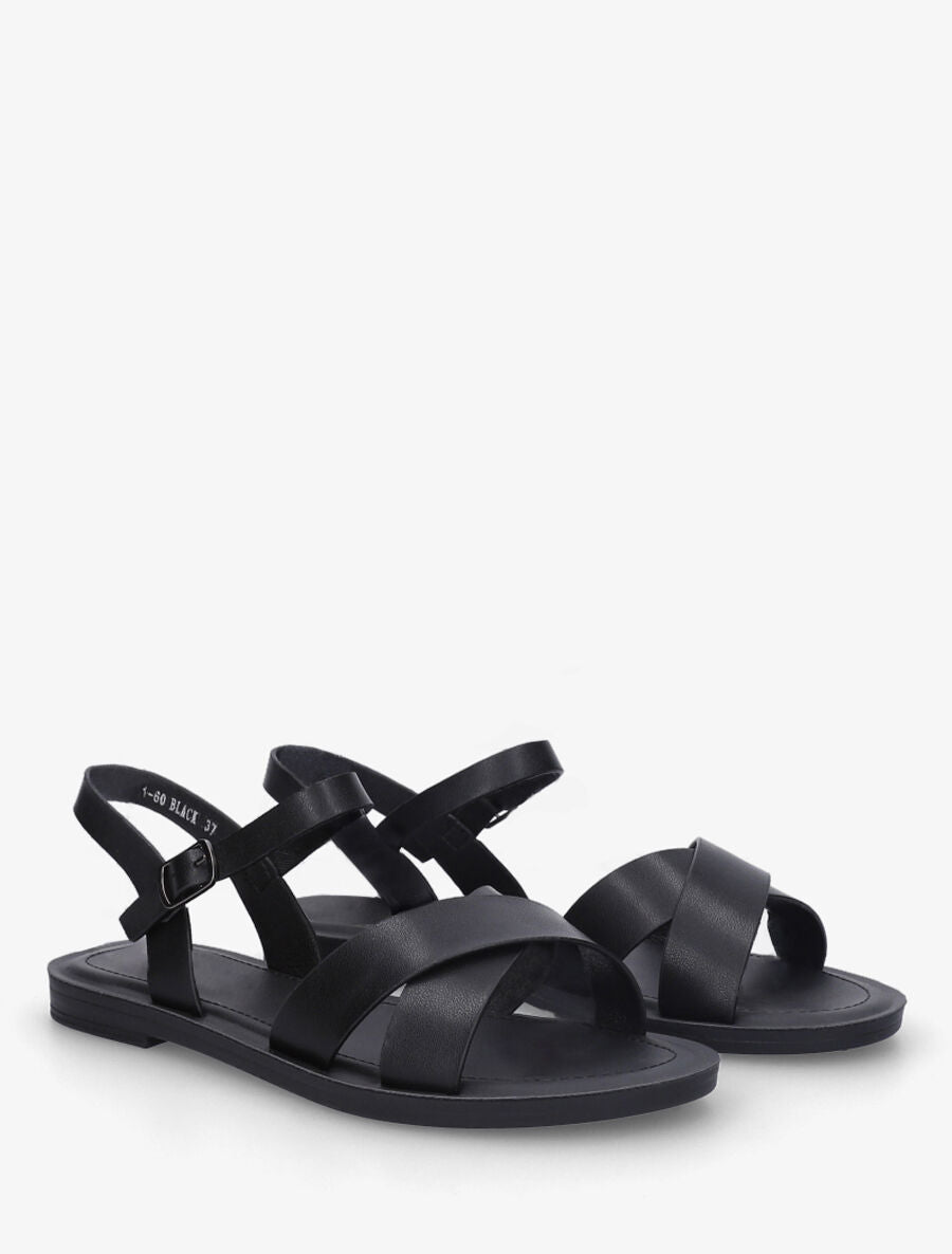 Nu-pieds croisés en simili - Noir - 4