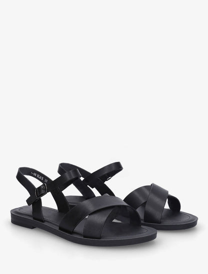 Nu-pieds croisés en simili - Noir - 4