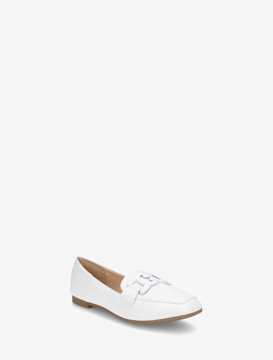 Mocassins en simili à boucle - Blanc - 2
