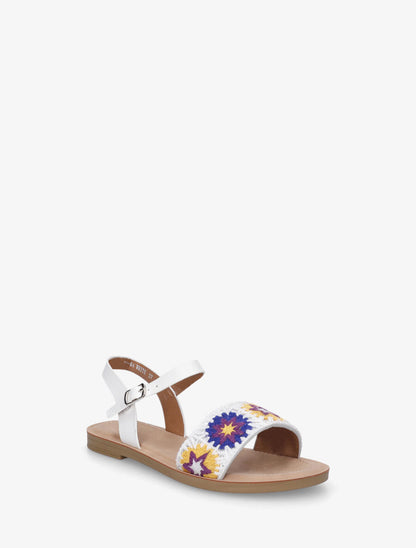 Nu-pieds à bride brodée motifs étoiles - Blanc - 2
