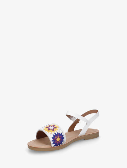 Nu-pieds à bride brodée motifs étoiles - Blanc - 3
