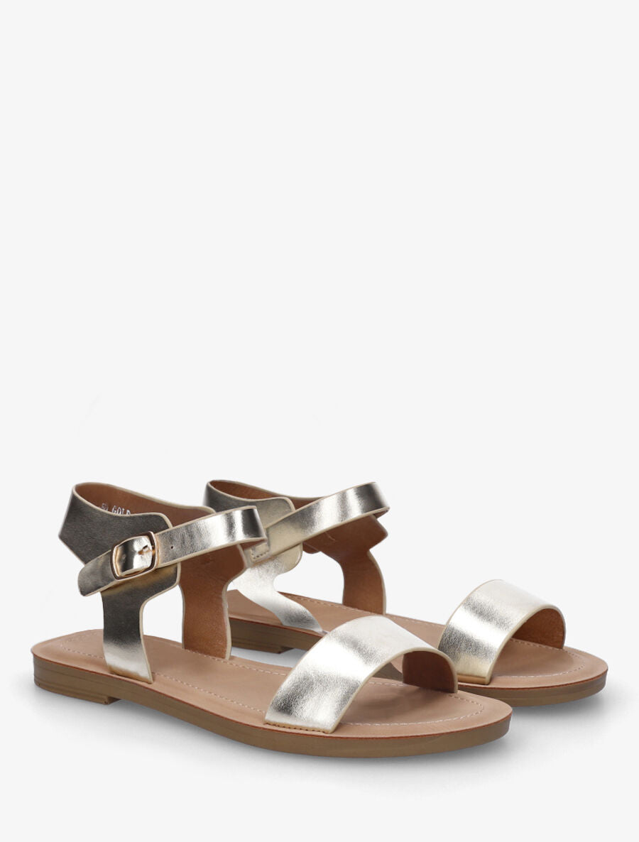 Nu-pieds basiques en simili - Or - 4