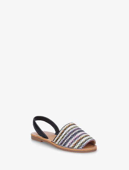 Nu-pieds à brides tressées motif zigzag - Noir - 2