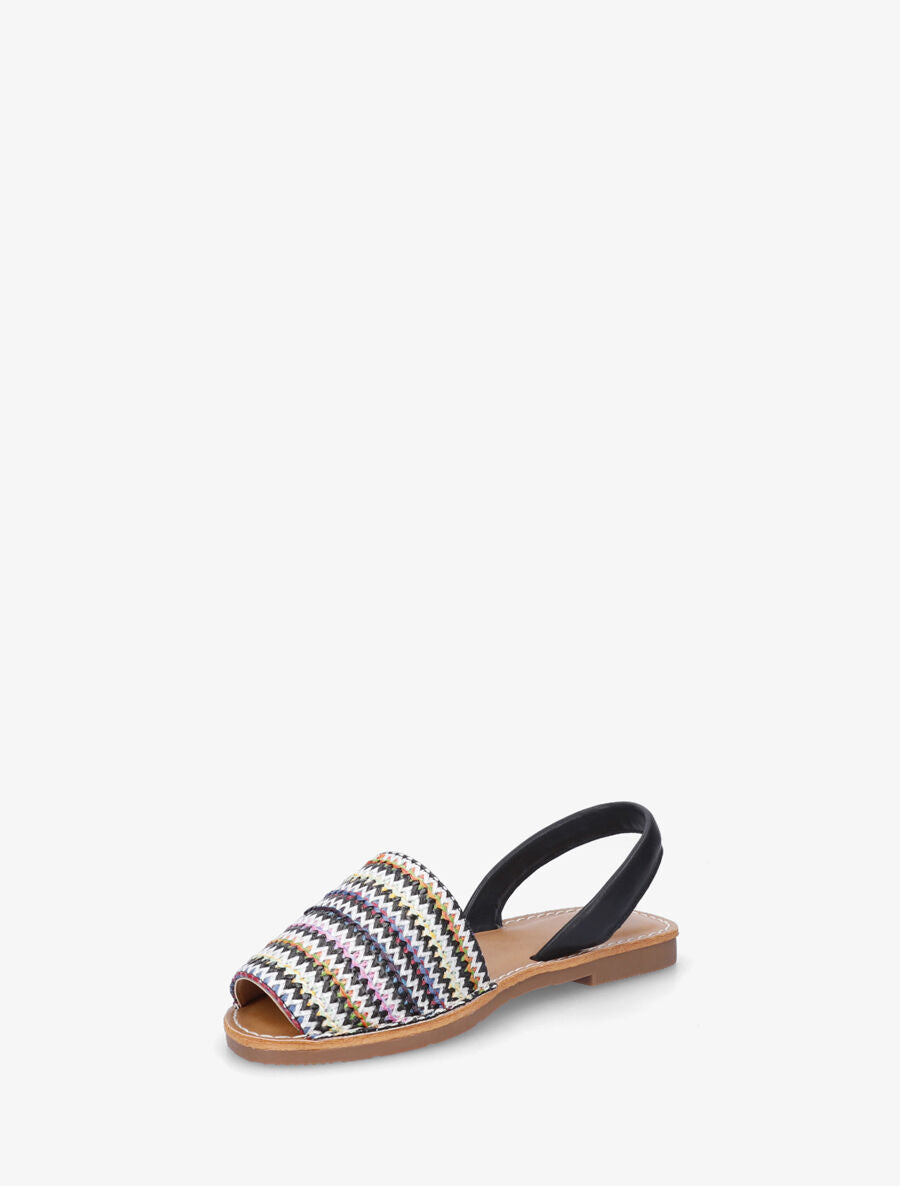 Nu-pieds à brides tressées motif zigzag - Noir - 3