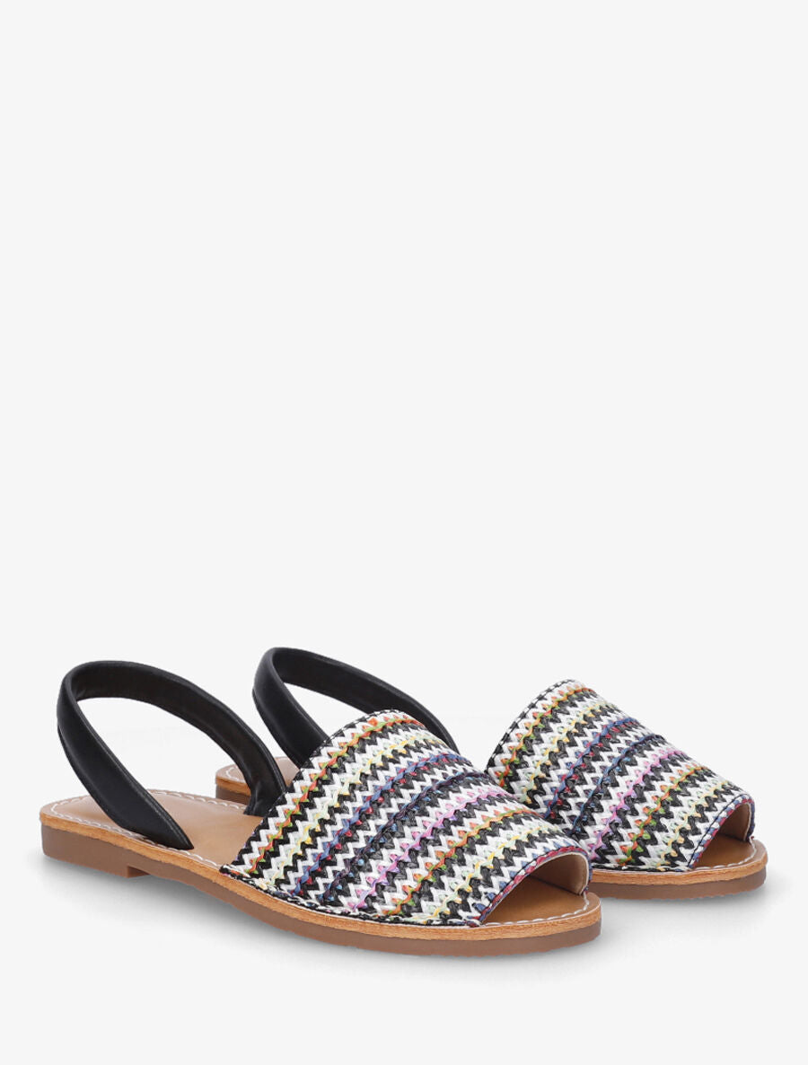 Nu-pieds à brides tressées motif zigzag - Noir - 4